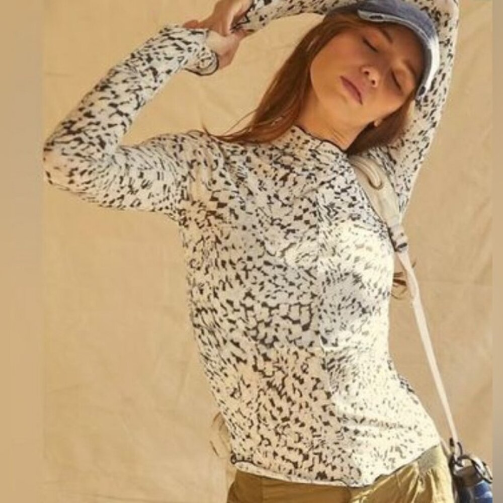 Free People High Jump Printed Long-Sleeve NWOT